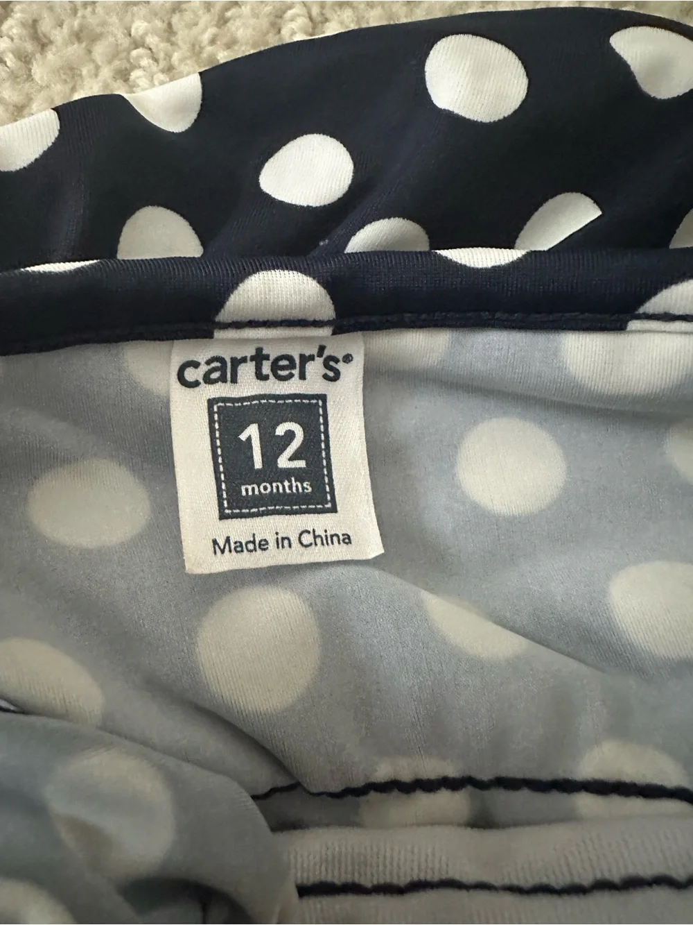 Carter's Navy and White Polka Dot Ruffle One-Piece Swimsuit
